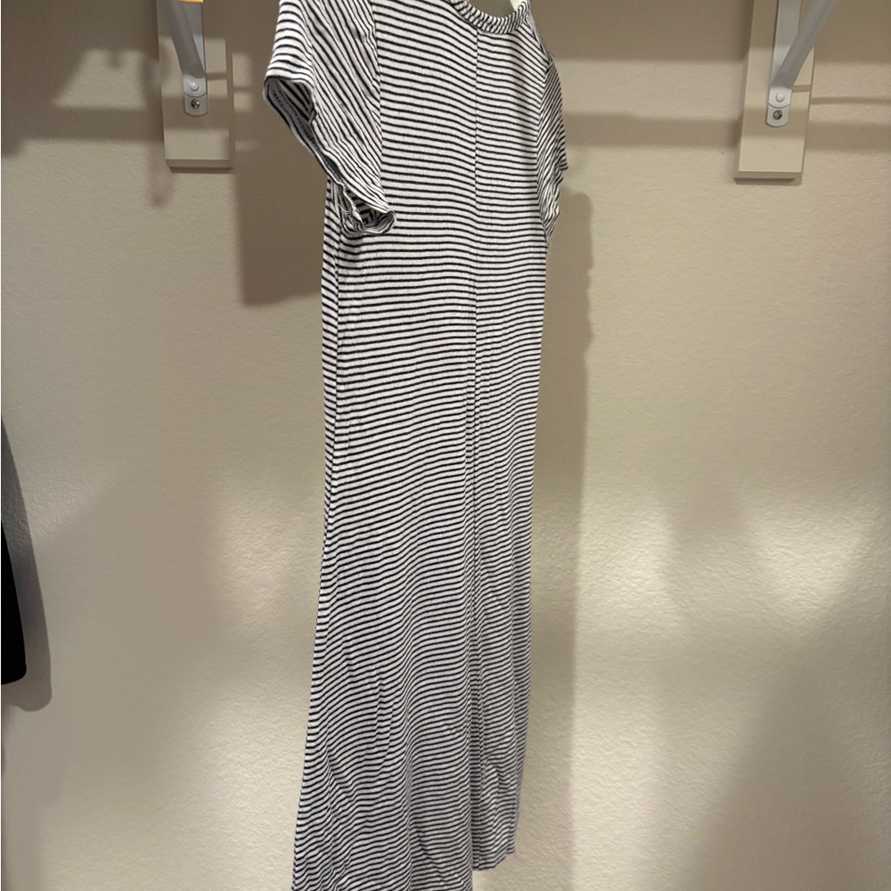 Olivia Rae Black and White Striped Midi Dress